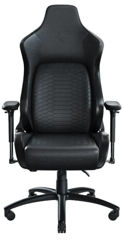 Razer Iskur - Chaise de jeu haut de gamme avec soutien lombaire intégré (chaise de bureau / chaise de bureau, cuir synthétique multicouche, rembourrage en mousse, réglable en hauteur) Noir | Standard