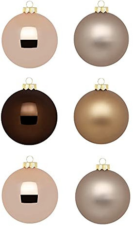 Inge Glas Weihnachtskugeln | Schöne Christbaumkugeln aus Glas | 30 Kugeln in Karton-Box | Christbaumschmuck Weihnachtsbaumschmuck Weihnachtsbaumkugeln (Elegant Lounge | braun beige Creme)