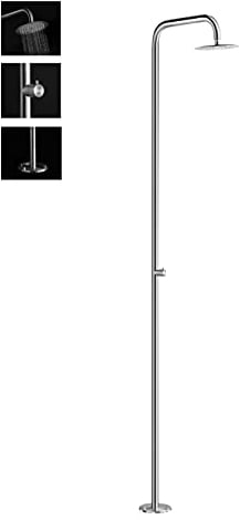 Wayime Doccia da esterno separabile e componibile, autoportante, in acciaio inox spazzolato 304, 221 cm