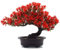 Flikool Pin Plantes Artificielles en Pot Artificielle Bonsaï Arbre Fausse Japonais Cèdre Faux Bonsai Artificiel pour Maison Hôtel Bureau Noël Décoration - Rouge