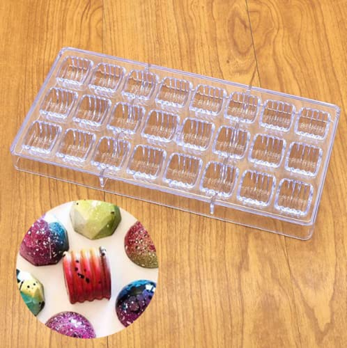 Binwat 24 Grid Chocolate Candy Mold PC Polycarbonate Chocolate Making Mould (Cylindrical Corrugated Shape)