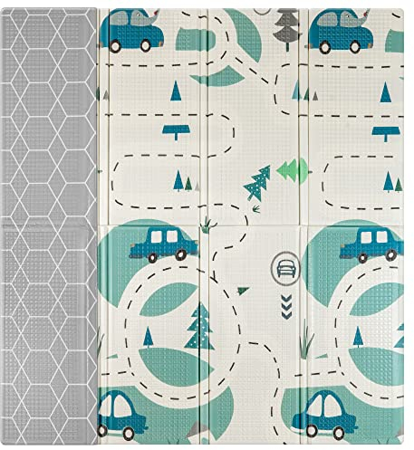 Sweety Fox Baby Spielmatte 180x200 1,5cm - XXL krabbeldecke für baby - Spielmatte dick Wendbar Gepolstert Schaumstoff - Baby krabbelteppich faltbar