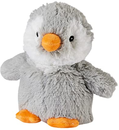 Warmies Plüsch Grauer Pinguin Mikrowellen-Wärmekissen, duftend mit französischem Lavendel und beschwert, heißes oder kaltes Spielzeug zur Entspannung und warmen Linderung