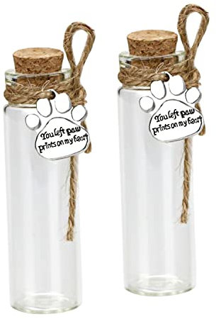 Bouteille commémorative de Cheveux d'animal familier, fiole en Verre pour des Cendres ou des Cheveux Chien ou Chat Souvenir Cadeau de Perte d'animal familier (2pcs Bottle)