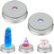 YWNYT LED Display Base, Round Colorful LED Light Display Stand Art Figurine Decoration Light Stand Base for Crystal Ball Jewelry (Silver, 2PCS)