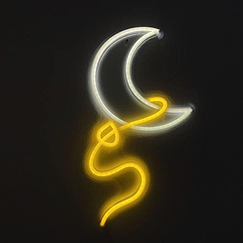 Mond mit Leine Neonlicht LED Neon Schild USB Licht Lampe Reklame Leuchte Kunst Bar Party Nachtlicht Wand Dekoration Gaming Setup Streamer Hintergrund Beleuchtung dekorative Wandleuchte Weihnachten