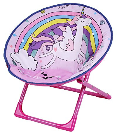 Outplea Licorne Chaise Pliante Enfants de Camping, Siège Lune Pliable de Plage Jardin Exterieur Pique Nique, Rose