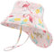 LACOFIA Baby Sonnenhut Mädchen Baumwolle Kleinkind UV Sommer Mütze Verstellbarem Kinder Breiter Krempe Strand Cap Fischerhut mit Bindebändern und Nackenschutz Rosa 2-5 Jahre