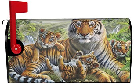 Jungle Tigers Cub Prints Wasserdichte Sonnenschutz-Briefkastenabdeckung :: Für Standardgrößen oder große Briefkästen 53,3 x 45,7 cm