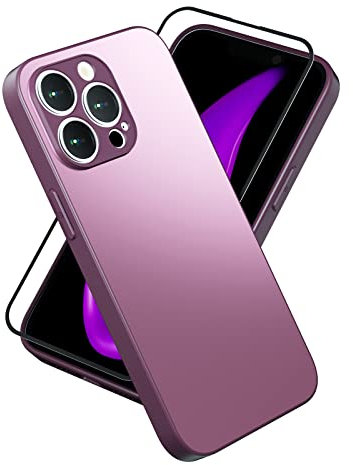 SharkProten Custodia per iPhone 7 Plus/8 Plus Telefono Custodia Slim Paraurti Silicone Vetro Smerigliato Case Cover con Anti-abrasione Vetro Temperato Protettivo Conchiglia Prugna