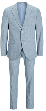 JACK & JONES Herren Jprriviera Linen Suit Slim Fit Sn Pls Anzug, Troposphere/Fit:Slim Fit, 68 Große Größen