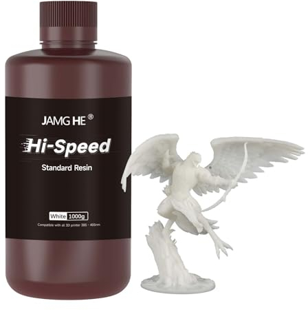High Speed 3D Printer Resin, JAMG HE 12K Rapid 3D Printer Resin High-Precision and Low-Shrinkage Fast Standard 3D Printing Resin Suitable for 3D Printer Fast Mode & Normal Mode (1000g, Solid White)