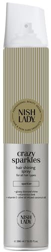 Nishlady Crazy Sparkles Hair Shining Spray – Ultimativer Glanz & Pflege für alle Haartypen, angereichert mit Vitamin E, Oliven- & Kokosöl, 386ml