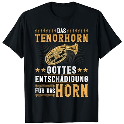 Geschenke Blasmusik Shop - Tenorhorn Entschädigung, Blasmusik Festival T-Shirt, Schwarz, S, Kurzarm, Unisex-Erwachsene, Musikbegeisterte, Brassband-Mitglieder, Blasmusik-Fans