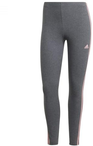 adidas Donna Essentials 3-Stripes High-Waisted Single Jersey Leggings, Dark Grey Heather, S