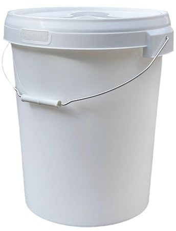 3 x 25L Plastic Bucket Pail + Handle & Lid - Heavy Duty ¦ Food Grade BPA Free ¦ Multi-use Fermentation Feed Dry Food Liquid Chemicals Hydroponics Storage Container WHITE
