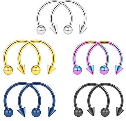 Decentraland 10 Stück 18G Durchmesser 6+3 mm Edelstahl Nase Septum Ohrring Knorpel Lippe Smiley Piercing Schmuck Hufeisen Hoop Ring Piercing Kugeln & Spikes Kit Schmuck