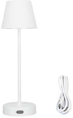 EDO LED Tischlampe Kabellos mit Touch, USB-C Aufladbar, NELI 2,7W 2700K Dimmbar, IP54 Wasserdicht, Tischleuchte, Akku Lampe, Nachttischlampe, Leselampe, LED lampe, Campinglampe, 33x10,6 cm, Weiß