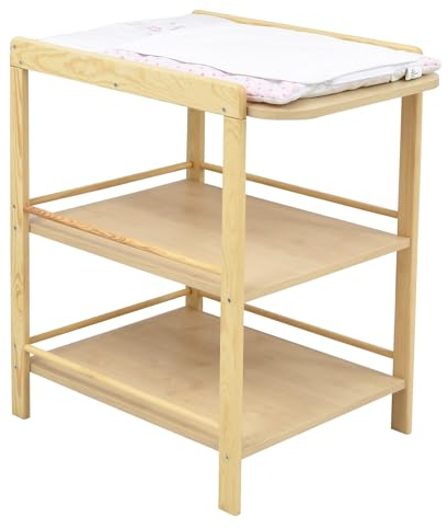 Baby Delux Baby Wickeltisch Wickelregal Wickelkommode 3 Fächer Wickelfläche Kiefernholz natur platzsparend