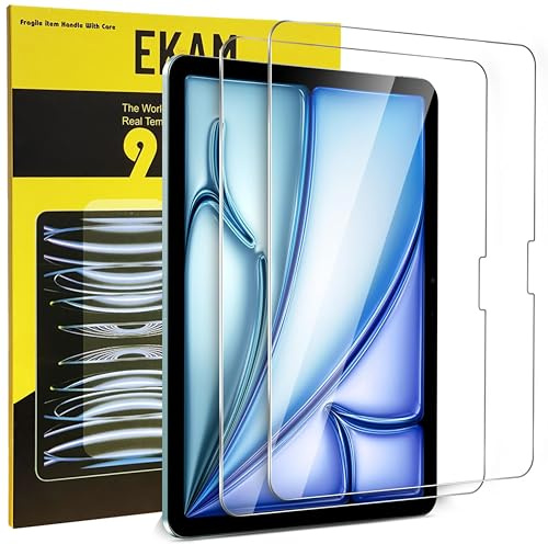 EKAM Pack Screen Protector for iPad iPad Air 11-Inch M3/M2 (2025/2024), 9H Tempered Glass Film, HD Clear [Bubble-Free] for iPad Air 11 inch (7th/6th Generation) Screen Protector Film
