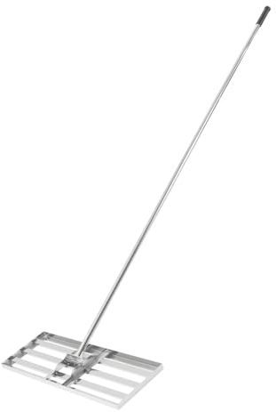 Rasen-Nivellierungsrechen,Rasenwalze,Rasen-Nivelliergerät mit Stiel,Silber Edelstahl,Geeignet für Wiesen, Golfplätze,Gärten