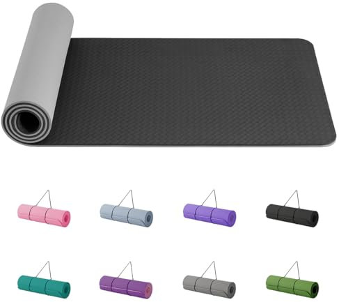 Good Nite Yogamatten Für Frauen Rutschfeste Strukturierte Oberflächen Gymnastikmatte Yoga Matte Dicke 10 mm Mit Tragegurt Tpe-Übungsmatte Für Yoga Pilates Gymnastik (183X61cm)