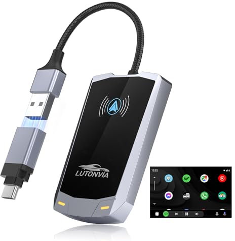 Android Auto Wireless Adapter mit NFC Wireless Android Auto Adapter Konvertieren Sie Wired Android Auto in Wireless, 5.8GHz Dongle Wireless für Android 11+, Plug & Play, Unterstützt Sprachassistent