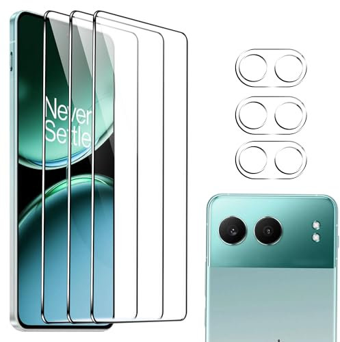zZjoOoj 3+3 Stück Schutz Glas für OnePlus Nord 4, 3 Stücke Schutzfolie Mit 3 Stück Kameraschutz, 9H Härte, HD Klar, Anti-Kratz, Anti-Bläschen