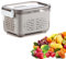 Fellflying Fruit Containers for Fridge | Multifunctional Leakproof Refrigerator Colander Bins - Transparent Drainable Refrigerator Colander Bins with Lid and Removable Colander for Fruits Vegetables