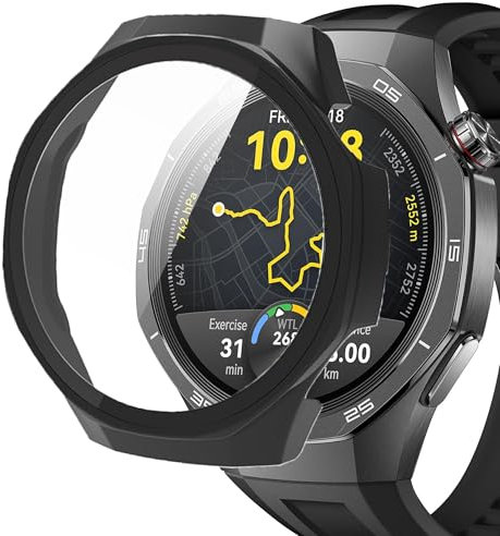 Blueshaweu Cover Compatibile per Huawei GT5 Pro 46mm Smartwatch, Vetro Temperato Case Duro PC Protettivo Antiurto Custodia Compatibile con Huawei GT5 Pro 46mm Smartwatch. (Nero)