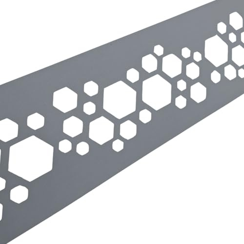 zaun|zu Premium dekor Hexagon | Sichtschutzstreifen mit Lasermuster für Doppelstabzaun | Sichtschutz | Polypropylen | Made in Germany | UV-Stabil | modernes Design | Höhe 19cm Fenstergrau 2,55m