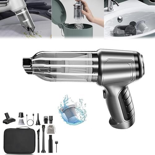 ZDOUXUAN Hucali Portable Vacuum, Handheld Vacuum, Car Vacuum Cleaner, Wireless Handheld Car Vacuum Cleaner, 12000pa High Power, 4 In 1 Air Duster and Vacuum Cleaner for Car Home Office(C)