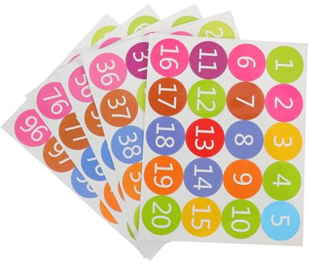 DIYEAH 100St Universelles Etikett Zahlenetiketten Aufkleber Bürofarbene Etiketten Zahlenaufkleber Nummern-Klebeetiketten bücherregal Klassifizierungsetiketten Aufklebernummern Papier