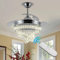 diisunbihuo 42 Chrome Dimmable Fandeliers Modern Crystal Invisible Chandelier Ceiling Fan with 3 LED Color Change Lights with Memory Function