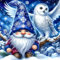 QINRUBB DIY Gnome Diamond Painting Erwachsene, 5D Schneeeule Diamant Painting Bilder Anfänger, Runder Eule Vollbohrer Diamanten Malerei Stickerei Kreuzstich Geschenke Home Wand Dekor 30x30cm