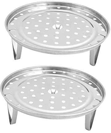 Cabilock 2pcs Stainless Steel Steam Rack Machine Cooker Rack Steamers Air Fryer Wire Cooling Rack Baking Racks Cooling Pan Cooking Multi Duo Steamer Pot Dual Liners Instant Silver