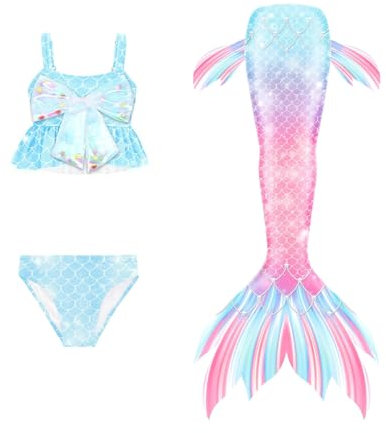 EYNMVR meerjungfrauenflosse mädchen,meerjungfrauenflosse,meerjungfrau Kleid,Mädchen-Meerjungfrau-Badeanzug, Hot-Spring-Badeanzug, geeignet für Mädchen mit Einer Körpergröße Rosa 12-13 Jahre