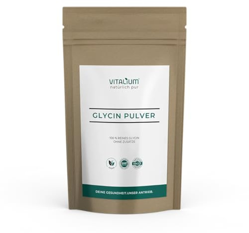 Glycin Pulver - 500 g - Deutsche Produktion von meinVitalium - Laborgeprüft - 100% reine Aminosäure - L-Glycin Pulver in Premium Qualität - mit Messlöffel - Ohne Zusätze - Vegan