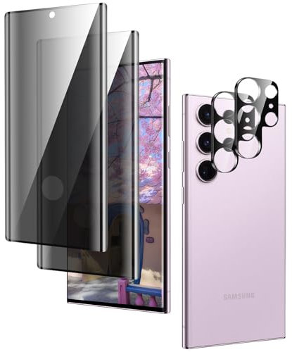 Anti-espion Verre Trempé pour FK-Samsung Galaxy S23 Ultra, Dureté 9H écran Vitre Protecteur, Anti-Spy Privacy Film Protection Écran, Film de Protection en Verre Trempé 2 + 2 Pièces