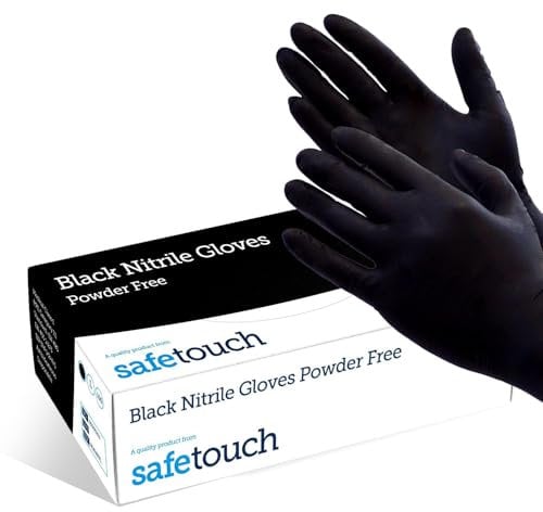 Just Health Disposables 1000 Black Nitrile Gloves, Extra Large - (Box of 1000 pcs) | Multipurpose | Powder Free | Latex Free | Disposable