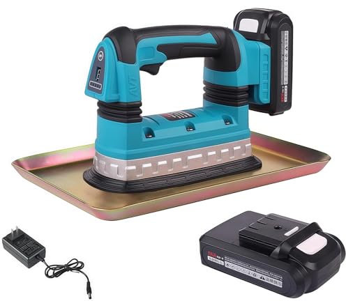 SHAIRMB 160-W-Elektro-GläTtmaschine, Elektrischer BetonrüTtler, Tragbare Zement-RüTtelmaschine, HandgefüHrte Zement-RüTtelmaschine Mit Akku Und LadegeräT,Blau