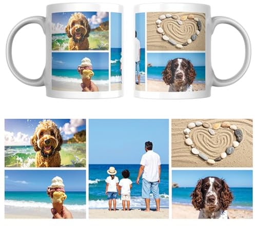 MUGGZ - Personalised Ceramic Mug (11oz) with Photo - Personalise with a 5 Photo/Logo Collage - Novelty Custom Gift for Family, Birthday, Anniversary, Mum, Dad, Corporate Business