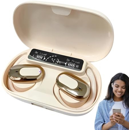 Ceprznvey Auricolari a clip, cuffie wireless con cancellazione del rumore, audio intelligente a lunga durata, design impermeabile IPX4, ideali per viaggi, 11,9 x 9,1 x 3,5 cm