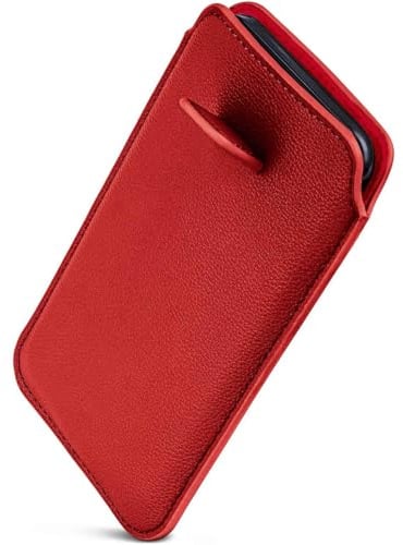 ONEFLOW Liberty Case für Samsung Galaxy S25 Handy Einsteckhülle mit Rückzugfunktion, PU Leder Handytasche, Schutzhülle mit Lasche, Sleeve Etui Hülle zum Einstecken, Rot