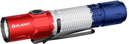 OLIGHT Warrior 3S Taktische Taschenlampe 2300 Lumen, Extrem Helle mit 5 Modi, USB Aufladbar mit Abstandssensor IPX8 wasserdicht für Camping Wandern Survival und Suche（FR Flagge）