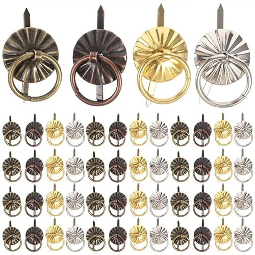 Housoutil 80 Stück Mini Möbelgriffe Mit Ring Retro-Schubladenknöpfe Aus Metall Runde Schrankgriffe Für Kleine Schubladen Kleiderschränke Schmuckkästen Diy-Heimdekor