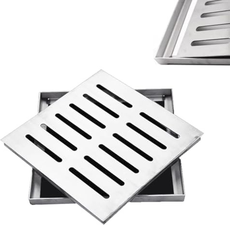 IMUNKT Edelstahl-Ablaufgitter Entwässerungsrinne Quadratischer Bodenablauf 100/150/200/400mm AußenAbflussgitter Kanalrost Für Hof-Regenwasserabläufe(60x60cm/23.6x23.6in)