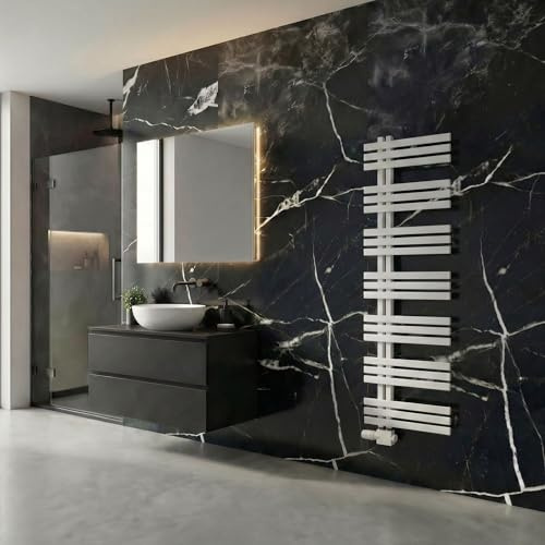 Schulte Ignis Design-Heizkörper 160 x 50 cm Weiß, 649 Watt, Pulverbeschichteter Stahl-Heizkörper für Zentralheizung, Moderner Bad- & Wohnraumheizkörper mit Wandhalterung