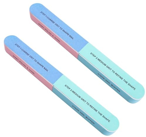 Xelmorant 2Pcs Nail Buffer, 7-Sided Professional Nail Files for Natural & Acrylic Nails, Easy Grip Manicure Sanding Blocks