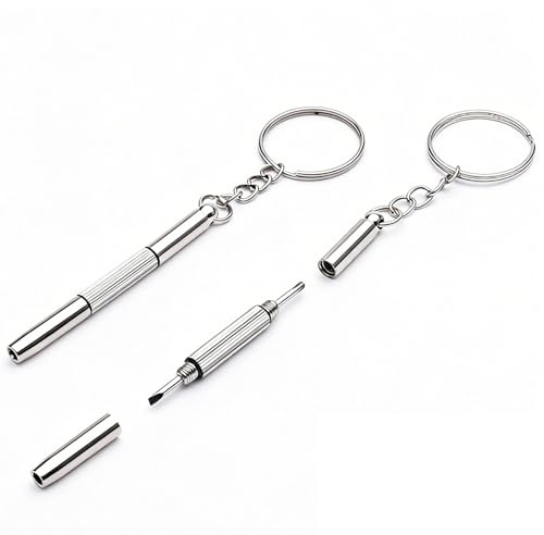 2-Piece Mini Screwdriver Set for Eyeglasses & Watches, Compact Multifunctional Repair Tool with Keychain for Sunglasses and Timepiece Adjustments